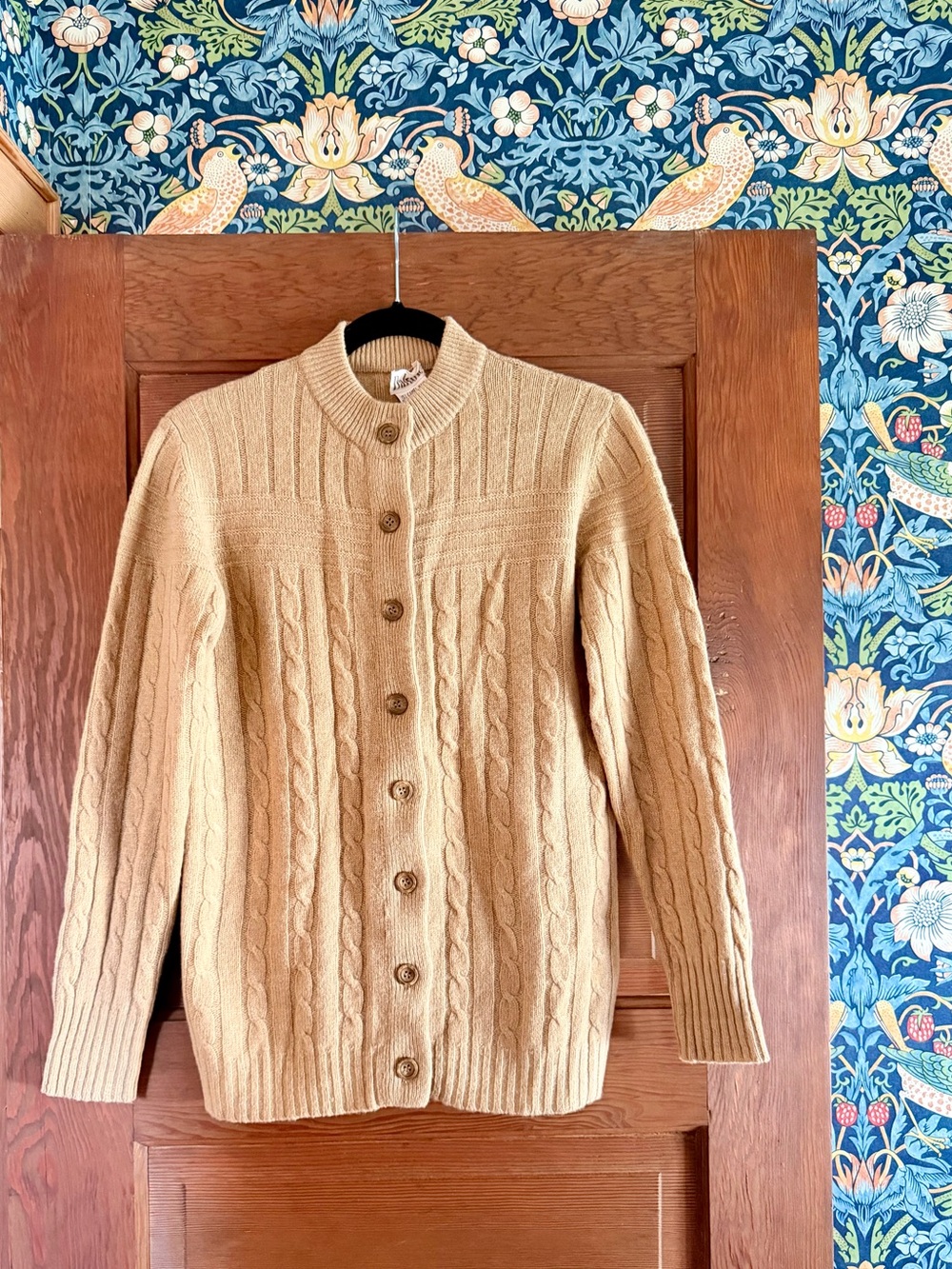 Vintage Dalton Cable Knit Cardigan Sweater Camel Hair & Lambswool Size 36